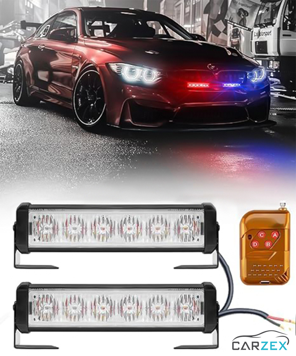 Carzex Federal Signal 12v 6 Led car Blinker Light Red/Blue/White For All Cars