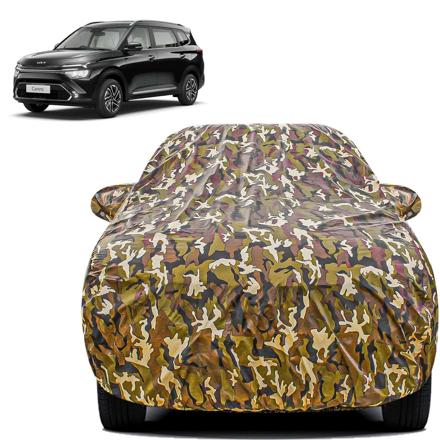 Carzex Waterproof & Heat Resistant Jungle Print Camouflage Design Car Body Cover with Mirror Pockets?For Kia Carens