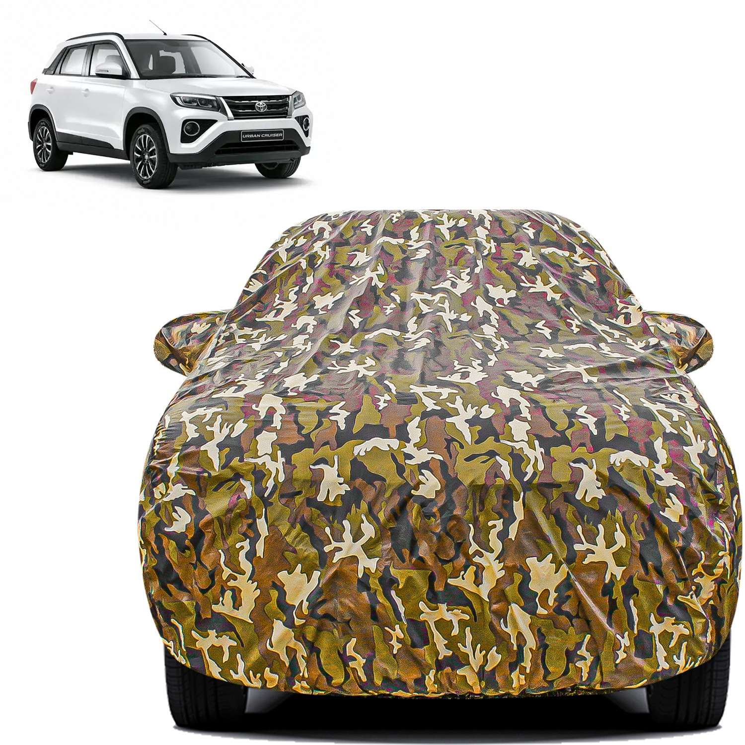Carzex Waterproof & Heat Resistant Jungle Print Camouflage Design Car Body Cover with Mirror Pockets?For Toyota Urban Cruiser