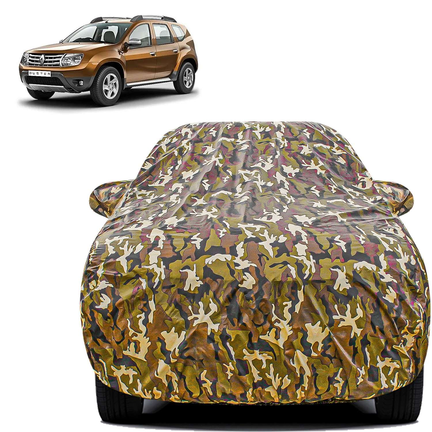 Carzex Waterproof & Heat Resistant Jungle Print Camouflage Design Car Body Cover with Mirror Pockets?For Renault Duster