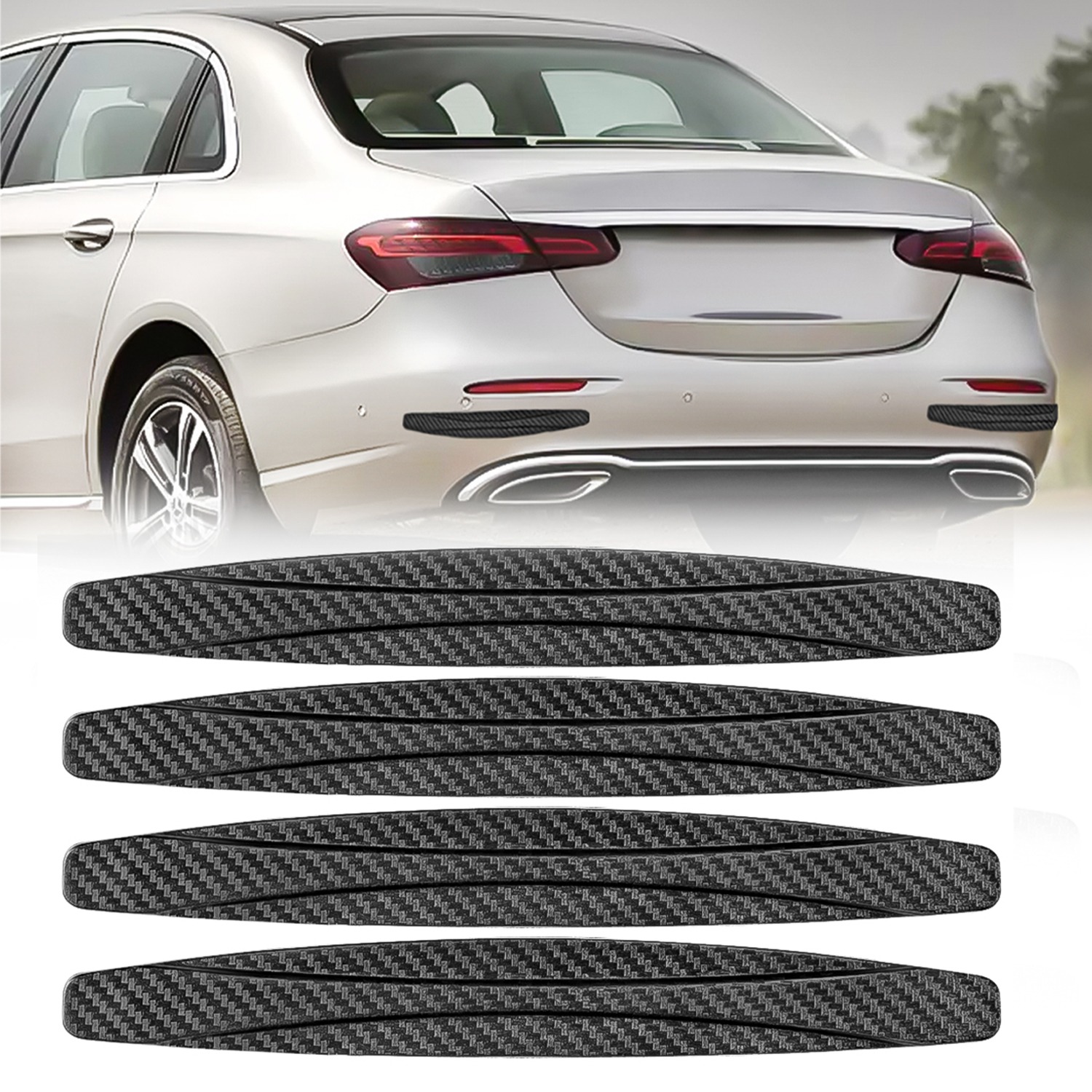 Carzex Carbon Design Car Bumper Protector for Cars (Set of 4)