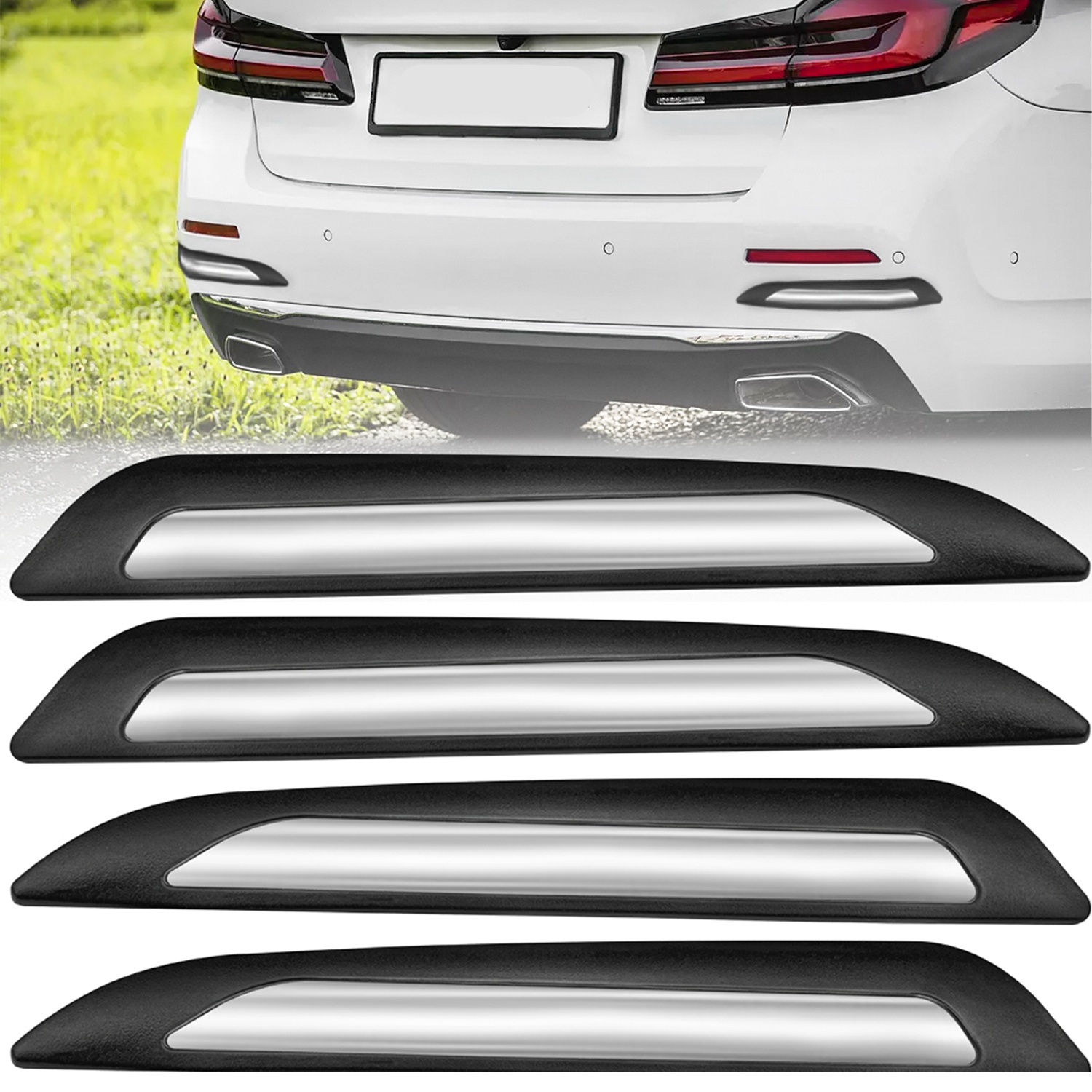 Carzex 20mm Single Chrome Bumper Protector Guard for Cars (Set of 4)