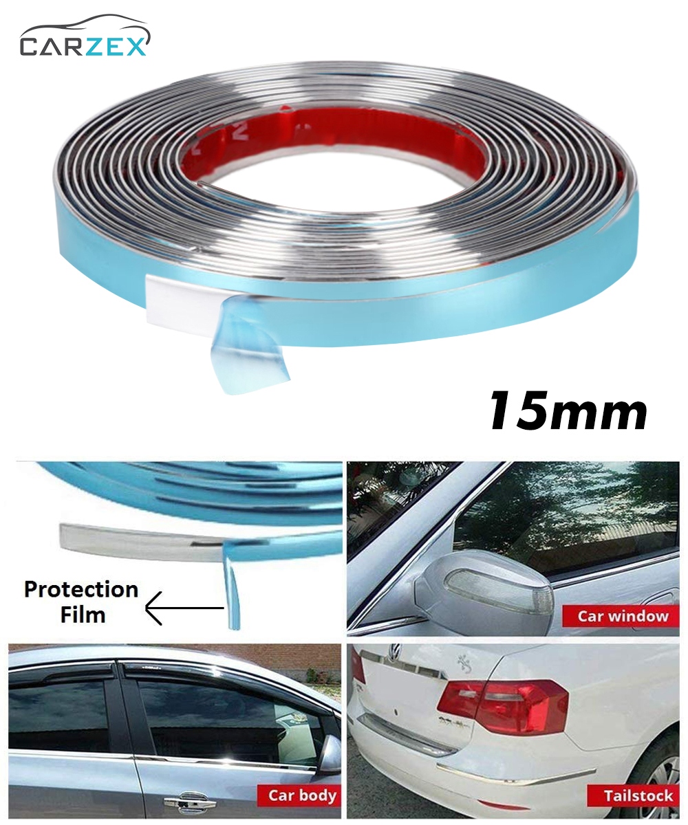 Carzex 15mm Chrome Beading Roll 10 Meter for All Cars (15MM/10M)