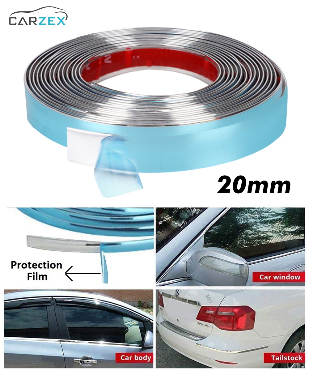 Carzex 20mm Chrome Beading Roll 20 Meter for All Cars (20MM/20M)