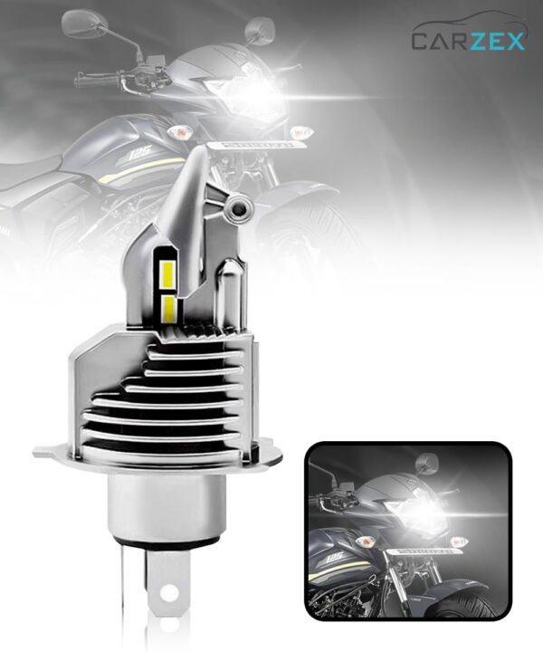 Carzex Fighter 1 Pc H4 Plug and; Play All in One White LED Headlight Conversion Kit (25W/4500LM/6000K) For Bike/Scooty