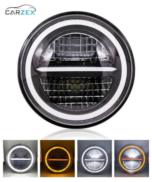 Carzex Minus Design 7 Inch LED Headlight for RE Bullet Classic/Standard with DRL & Turn Signal Indicator Light