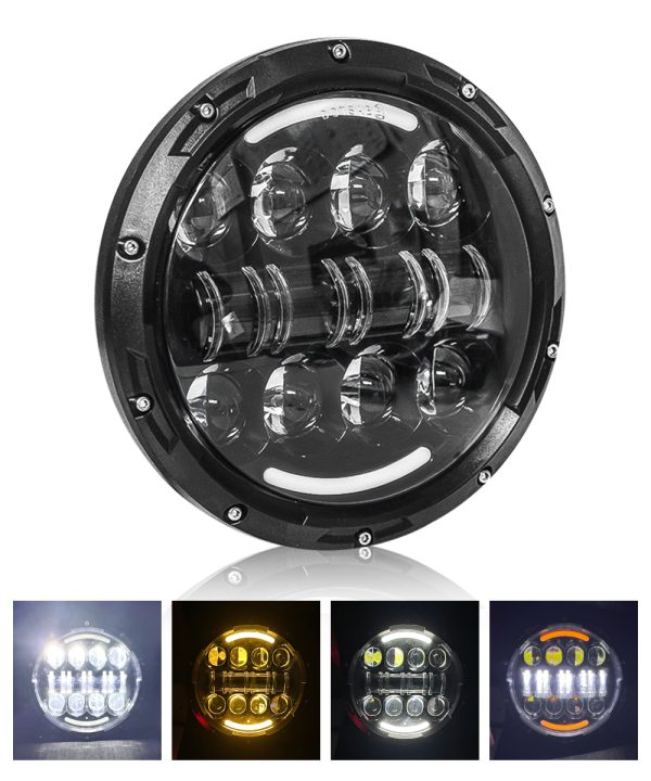 Carzex C-24 Design 7 Inch LED Headlight for RE Bullet Classic/Standard with DRL & Turn Signal Indicator Light