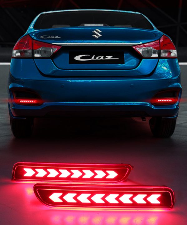Carzex Car LED Moving Reflector Rear Bumper Brake Light For Maruti Baleno, Brezza, Ciaz, Ertiga, Swift Dzire, Scross, Ritz, SX4 ( Type E )