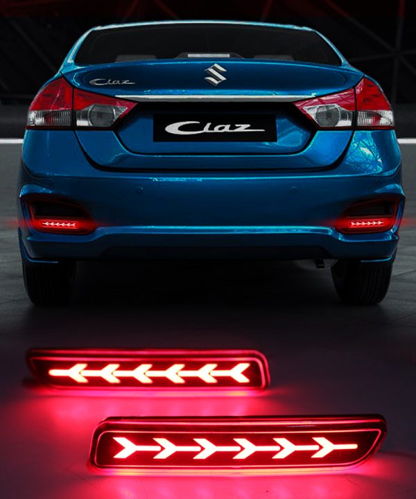 Carzex Car LED Imported Moving Reflector Rear Bumper Brake Lightf For Baleno, Brezza, Ciaz, Ertiga, Swift Dzire, Scross, Ritz, SX4 (Type F 2 )