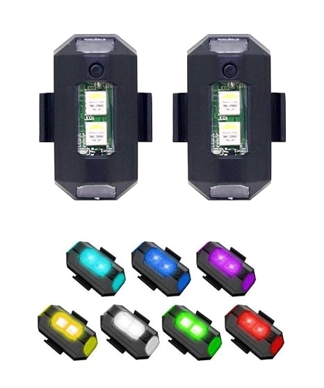 Carzex Drone Signal Warning Light for Car/Bike/Bicycle Bike Helmet with 7 Different Lights. (Set of 2)