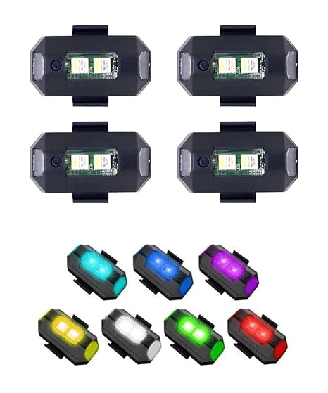 Carzex Drone Signal Warning Light for Car/Bike/Bicycle Bike Helmet with 7 Different Lights. (Set of 4)