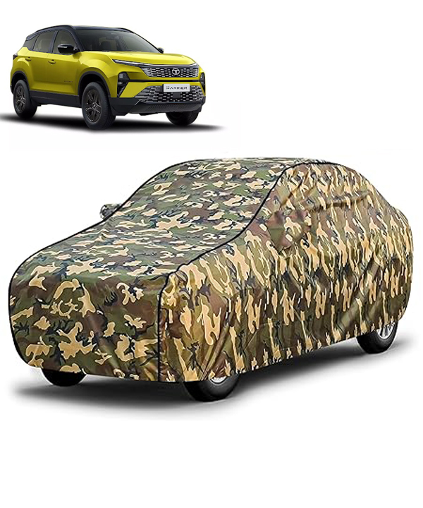 Carzex Waterproof & Heat Resistant Jungle Print Camouflage Design Car Body Cover with Mirror Pockets?For Tata Harrier