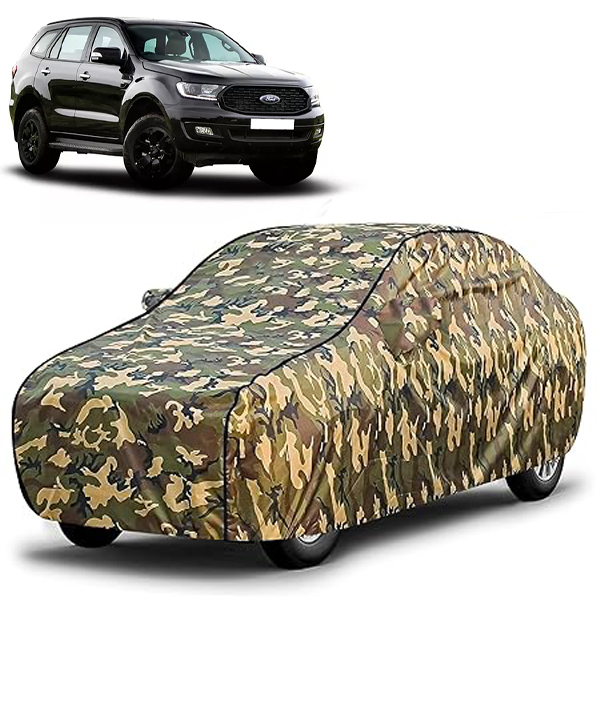 Carzex Waterproof & Heat Resistant Jungle Print Camouflage Design Car Body Cover with Mirror Pockets?For Ford Endeavour