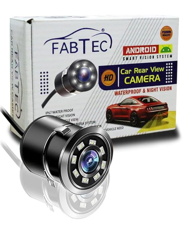 Carzex 720p AHD Car Rear View Camera for 9 inch Android Screens for Car (8 LED/Moving Lines/AHD-25 FPS)