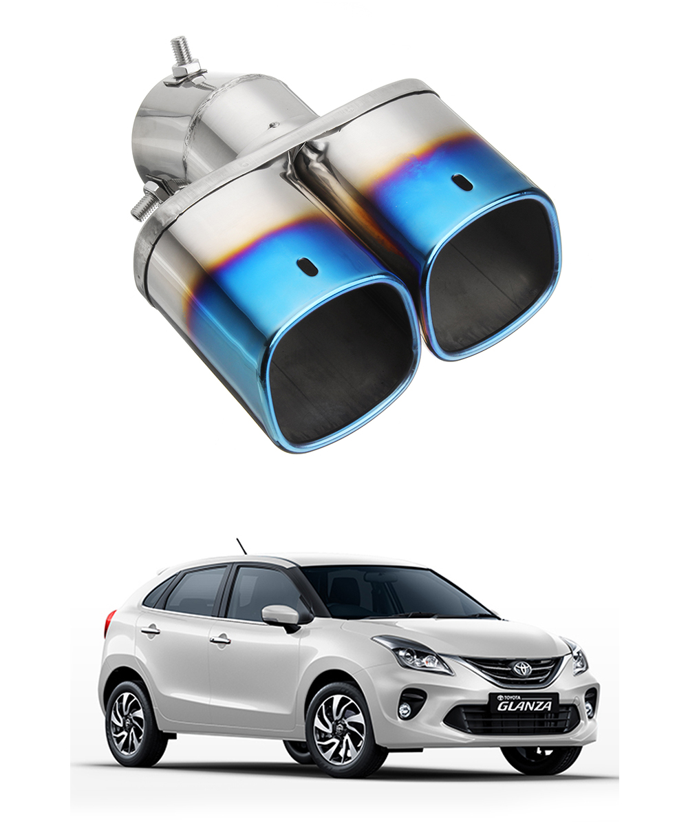 Carzex Stainless Steel Dual Pipe Bent Burnt Car Exhaust Muffler Silencer Cover Universal for All Cars Model 6705