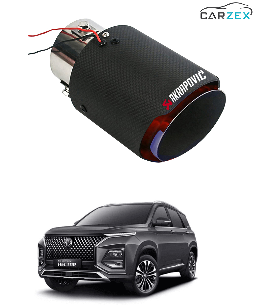 Carzex Red Flame Led carbon fiber curv exhaust Muffler tip, carbon MODEL(6404)